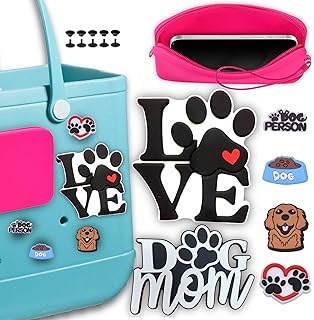 Beach Bag Accessories Mom Life Beach Bag Charms, Silicone Phone Holder for Beach Bag, Dog Charms for Beach Bags