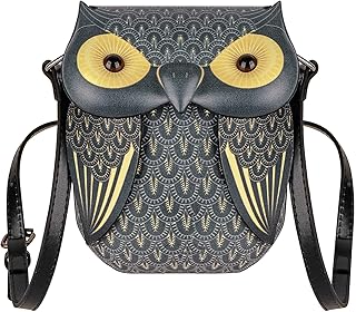 Small Crossbody Phone Purse for Women Owl Coin Purse, Handbag, Purse Organizer,Purse Owl for Girls, Mini Leather Zipper Organize, Black, Animal Theme