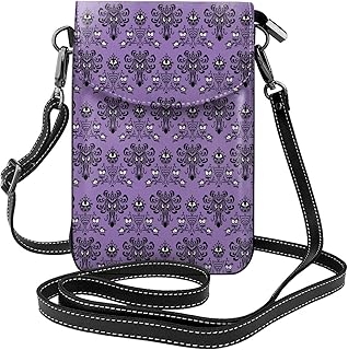 Mushrooms Skulls Leather Small Crossbody Bags for Women Cell Phone Purse Wallet Adjustable Strap