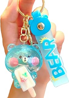 Cute Ice Lolly Bear Design Key Ring, Clear Acrylic Handbag Keychain Accessories Girls Women Gifts