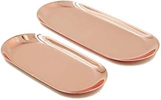 Davi Atelier Stainless Steel Jewelry Tray Cosmetics Holder Display Organizer for Keys Phone Jewelry Watch Wallet Trinket (Rose Gold 2 Size)
