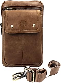 Vidlea Mini Leather Messenger Bag Cellphone Shoulder Bag Pocket Money Purse Pouch Tool Bag Fanny Pack for Men Women