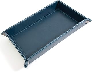 Vegan Leather Utility Tray for Keys Phone Accessories Watches Office Home Car, Navy, free
