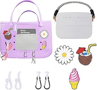 Silicone Phone Holder for Bogg Bag, Phone Case Holder Charms Accessory Compatible Various Bogg Bag Sizes, Bogg Bag Accessories Set, Fits All Phones, 7.09in*5.12in*1.38in, Silicone Metal part, silicone