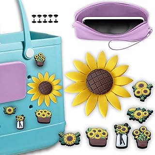 Beach Bag Accessories Mom Life Beach Bag Charms, Silicone Phone Holder for Beach Bag, Sunflower Charms