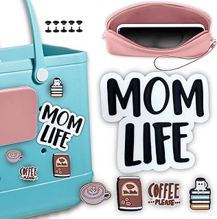 Beach Bag Accessories Mom Life Beach Bag Charms, Silicone Phone Holder for Beach Bag, Coffee Charms