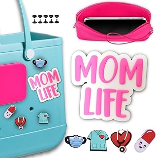 Beach Bag Accessories Mom Life Beach Bag Charms, Silicone Phone Holder for Beach Bag, Nurse Charms