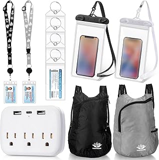11 Pcs Cruise Accessories Kit 4 Carnival Cruise Luggage Tag 2 Lanyard 1 Power Strip 2 Phone Pouch 2 Folding Schoolbag