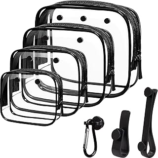 4 Packs Clear Bogg Bog Accessories Beach Tote Bag Suitable for Bogg Bag Insert Bag Cellphone Phone Holder Clear Makeup Bags Toiletry Bag Key Holder for Bogg Bag, Accessories for Bogg Bags (Black)