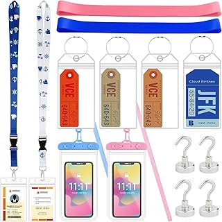 MOTOTO Cruise Ship Essential, Cruise Lanyard for Ship Card Waterproof Luggage Tag Holder Waterproof Phone Pouch Beach Towel Band and Magnetic Hook Cruise Accessories for All Carnival Cruise Ship Lines
