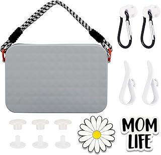 Accessories Set for Bogg Bag - Waterproof Silicone Phone Holder, Charms, Keychains & Carabiners, and Inserts - Perfect Accessories for Bogg and Simple Southern Beach Tote Bags, Grey, One Size