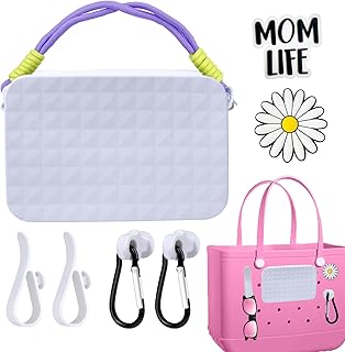 Sunrisenuo Accessories Set for Bogg Bag, Phone Holder Compatible with Bogg Bag, Silicone Insert Wallet for Bogg Bag Tote Bags, Purple