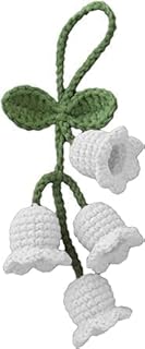 White Creative Knitted Orchid Flower Keychain Charms Crochet Flower Pendant for Car Key Supplies Mini Macrame Keychains Boho Macrame Bag Charms or Phone Wallet, Women's Car Keychains Car Accessories,