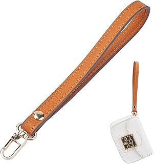 Wallet Strap Leather Hand Keychain Cowhide Short Wristlet Strap with Swivel Clasps Lanyard Replacement Straps