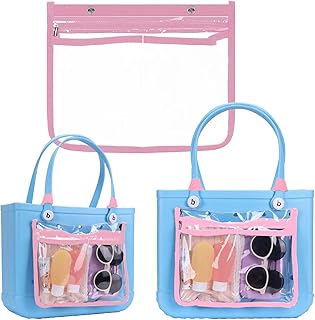Clear Bogg Bag Pouch for Bogg Bag Accessories Clear Beach Tote Bag Storage Travel Cosmetic Organizer, Pink, Lightweight and Portable