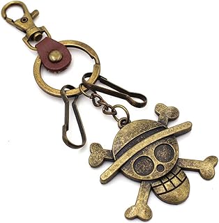 1 Pcs Cool Personalized Cartoon Anime One Piece Pirate Alloy Luffy Keychain Skull Hat Bronze Fittings Key Chains Toy Gift Fashion Ornaments Coin Purse Car Keyring Bag Buckle Phone Pendant