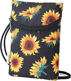 Small Crossbody Cell Phone Purse with Sunflower Print for Women, Black