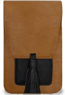 Harper Crossbody, Camel/Black Suede, 4.5" x 7.25" x .5"