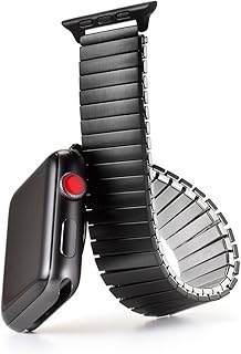 Twist-O-Flex Metal Expansion 38mm / 40mm Stainless Steel Stretch Watchband Replacement for Smart Watch Watch Series 1, 2, 3, 4, 5 and 6 in Brushed, Silver and Black by Speidel
