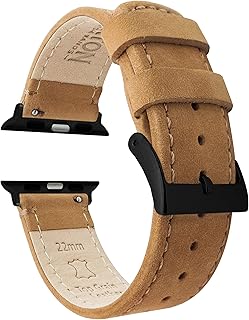 BARTON Top Grain Leather Watch Bands Compatible with all Apple Watch Models - Series 8, 7, 6, 5, 4, 3, 2, 1, SE & Ultra - Size 38mm, 40mm, 41mm, 42mm, 44mm, 45mm or 49mm