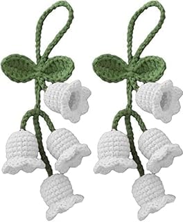 2Pcs Knitted Orchid Flower Keychain,Charms Crochet Flower Pendant for Car Key Purse Phone Supplies Mini Macrame Keychains,Macrame Bag Charms or Car Key Purse Phone Wallet Accessories, Car Keychain,