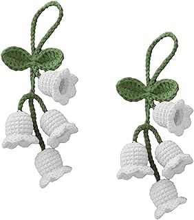 2Pcs Creative Knitted Orchid Flower Keychain,Charms Crochet Flower Pendant for Car Key Purse Phone Supplies Mini Macrame Keychains,Macrame Bag Charms or Car Key Purse Phone Wallet Accessories, White,