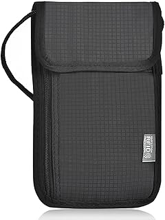 Neck Wallet Travel Pouch Rfid Blocking,Black Phone Passport Credit Card Holder for Men,Cell Phone Waterproof Nylon Black Bag,Anti-theft Security Purse