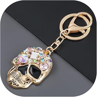 LXSSLY Skull Keychain,Diamond Keychain,Punk Style Rhinestone Key chains,Crystal Skull Keyrings,Car Keychains for Men Women