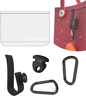 ThuroLeo 4 Packs Hooks Accessories for Bogg Bags,Hat Cap Hang Charms Phone Waterproof Case Key Sunglass Lipstick Wallet Hanger Set,Women Beach Bags Vacation Travel Necessities Women Gift (Black)