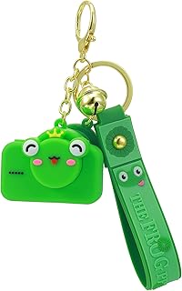 Cute cartoon green frog camera key chain charm toy gift accessory coin purse key lanyard school bag car key mobile phone pendant set
