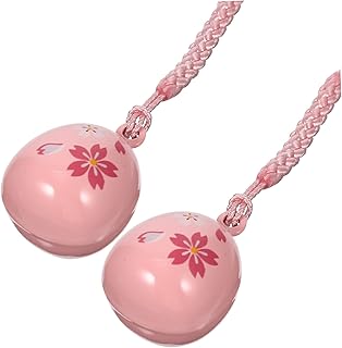 Keychain (2pcs) - Pink Copper Cherry Blossom Water Sound Bell Car Ornament Decor, Phone Lanyard Charm Strap, Lightweight Bag Decoration Accessory, Pink, 2.8X2.1CM