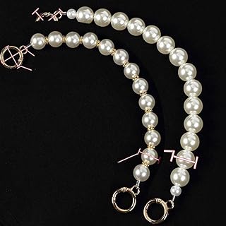 Leadigol 2PCS Imitation Pearl Bead Handle Chain, Short Handbag Purse Chain, Mobile Phone Hanging Chains, Replacement Bag Chain Accessories with Lobster Clasp