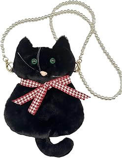 Handmade Plush Cat Messenger Bag, Cute Small Crossbody Cell Phone Bag Shoulder Bag Coin Pouch For Women Girls