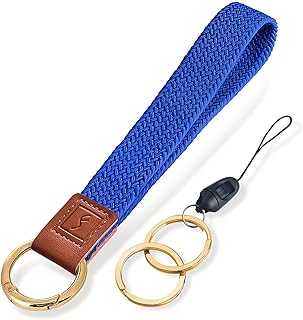 Fishent Stretchy Key Chain, Cute Keychain Wristlet, Upgraded Woven Wrist Lanyard for Keys