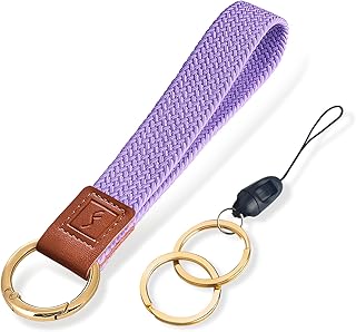 Stretchy Key Chain, Cute Keychain Wristlet, Upgraded Woven Wrist Lanyard for Keys