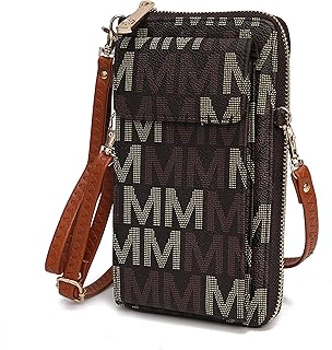 MKF Crossbody Cellphone Handbag for Women Wallet Purse – PU Leather Multi Pockets Clutch Bag, Wristlet Strap, Brown Cossetta, Small