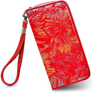 Women's Wallet RFID Blocking Bohemian Style Credit Card Phone Clutch Wristlet Zip Around Wallet