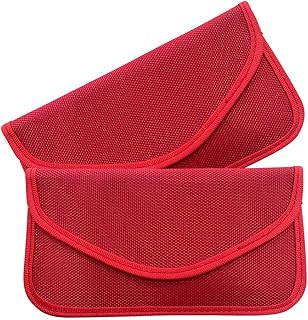2PCS Faraday Signal Blocking Bag, Key Fob Protector, RFID Faraday Pouch Cage Box Wallet Case for Cell Phone Privacy Protection, Anti-Hacking RFID Card Protector Signal Shielding (Red)