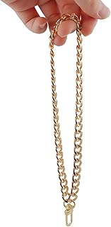 HEEHEE 8" Metal Flat Wrist Chain Purse Straps Luxury Fashion Wearing Comfortable 0.4" Wide Extra Thick Replacement Wristlet Strap Accessories Gold 1 PCS for Wallet Clutch Keychain Any Smaller Pouch