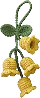 Yellow Creative Knitted Orchid Flower Keychain Charms Crochet Flower Pendant for Car Key Purse Phone Supplies Accessories, 1, 1
