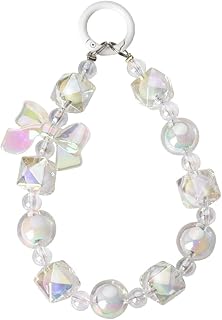 Cute Bracelet Keychain Wristlet for Women Acrylic Bead Chain Lanyard for Purse Bags Bow Ring Holder Keychain Bag Pendant Wristlet Strap Key Chains for Car Keys Bag Accessories for Handbag,