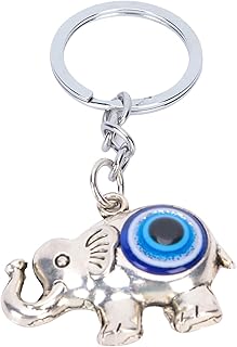Women Keychain Cute Elephant Keychain Crystal Rhinestone Alloy Pendant Blue Eye Keychain for Key Bag Phone Car Accessories