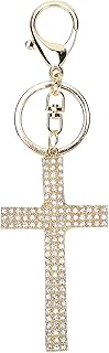 Women Keychain Cute Bling Crystal Rhinestone Cross Shaped Keychain Alloy Pendant Female Keychain for Bag Key Phone Car Accessories