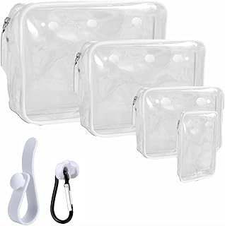 Aimeiar 4 Packs Clear White Beach Tote Bag Accessories suitable for Bogg Bag Insert Bag Travel Cellphone Makeup Clean Toiletry Brush Organizer Cosmetic Divider Storage Inner Pouch