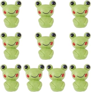 10 Pcs Frog Lampwork Glass Beads, Handmade Green Animal Spacer Beads Glass Loose Beads for DIY Bracelets Necklaces Purse Phone Charms Pendants Making Craft Accessories