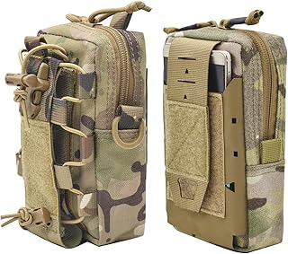 Multipurpose Tactical EDC Molle Waist Pouch Belt Waist Bag Cellphone Phone Holster Camping Hiking Organizer Utility IFAK Pouch for Smartphone, Tools Kit Gadget