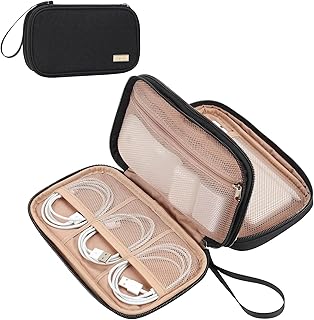 Travel Cord Organizer Case, Double Layers Tech Electronic Case, Travel Essentials for Charger, Cable, Phone, Flash drive, Black
