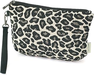 Leopard Print Wristlet Purse for Women with Cell Phone Pocket - Stylish Clutch Bag, Black