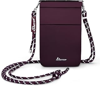 Passport Holder Travel Wallet Neck Pouch with RFID Protection for Women, Smartphone Bag with Lanyard for Passport, Credit Cards, Coins, and Travel Accessories, Red