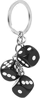 Dice Keychain Dice Cube Key Chain Black Dice Amulet Keyring Bag Purse Wallet Cellphone Car Pendant Punk Dice Keychain Accessories Gift for Women Girls, Black, 8.5CM